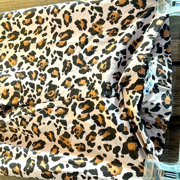 Leopard Cheetah Wild Cat Printed Stretchy Tights Wide Waistband Long Length S M - Picture 3 of 4